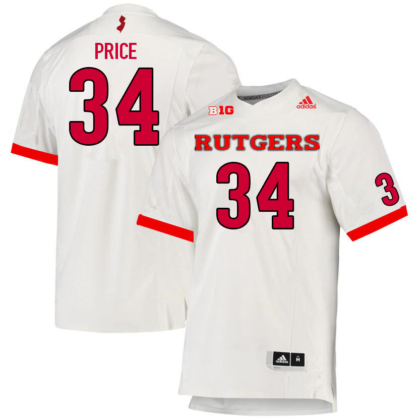 Men #34 Q'yaeir Price Rutgers Scarlet Knights College Football Jerseys Sale-White - Click Image to Close